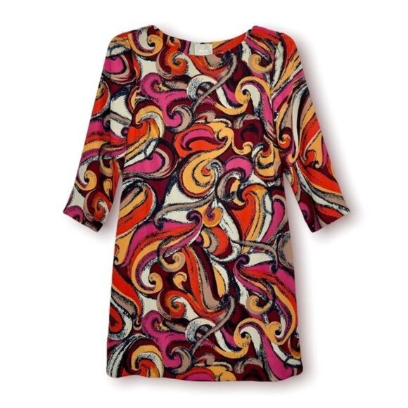 ANTHROPOLOGIE MAEVE Flavia Swirl Print Shift Dress Size S - Picture 2 of 7